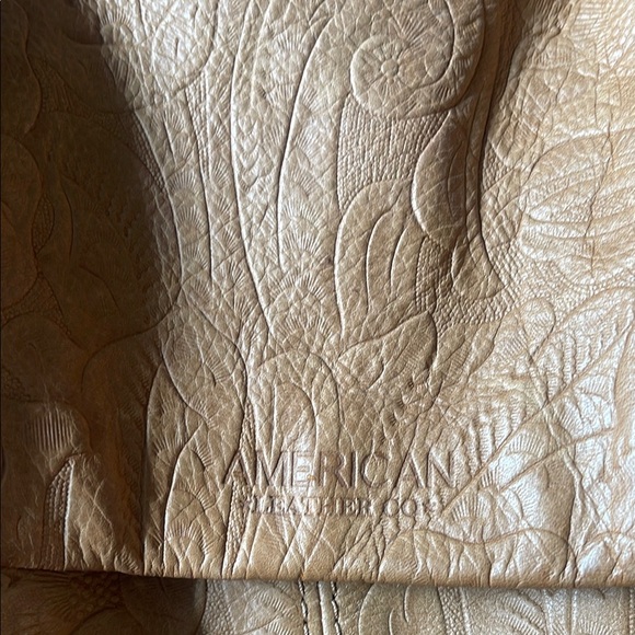 Embossed Tan Leather Backpack - Picture 2 of 6